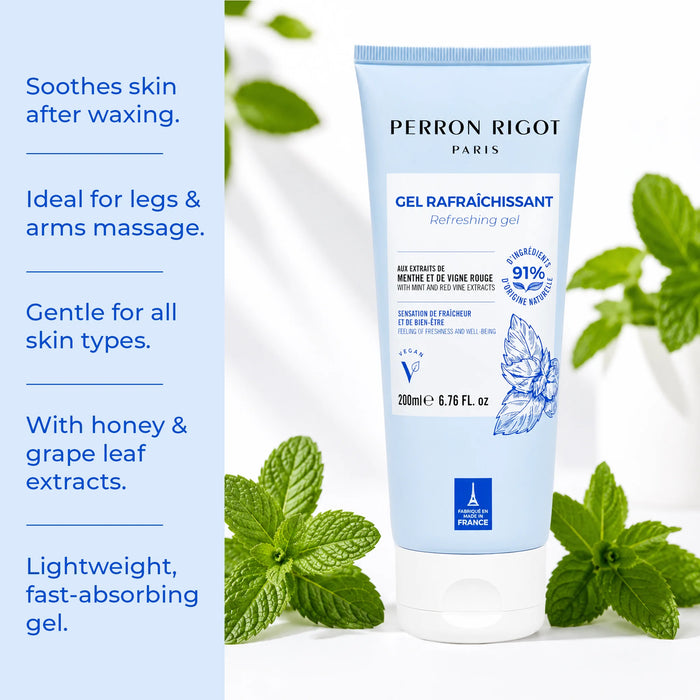 Benefits of Perron Rigot Cirepil refreshing after depilatory gel 200ml with menthol leaves