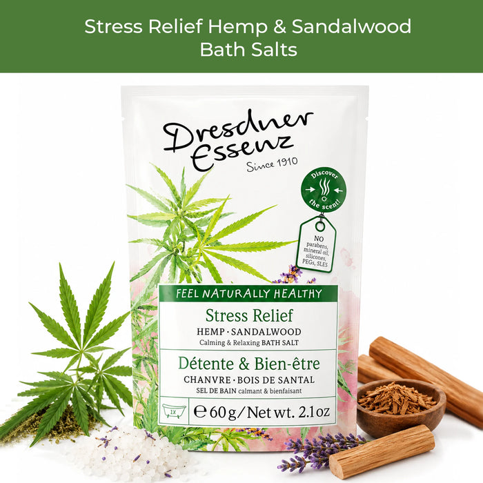 Dresdner Essenz stress relief bath salts hemp and sandalwood for Dresdner bath salts bundle 