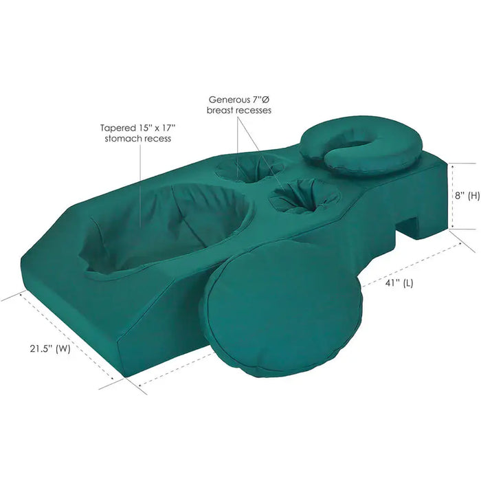 Earthlite pregnancy support bolster in teal against white background