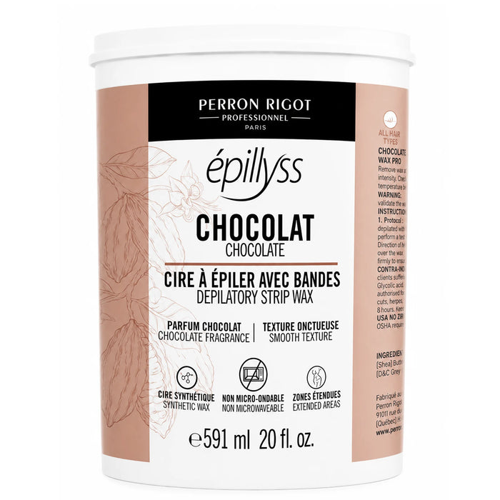 Epillyss chocolate lukewarm depilatory soft wax 591ml 20oz hero image on white background 