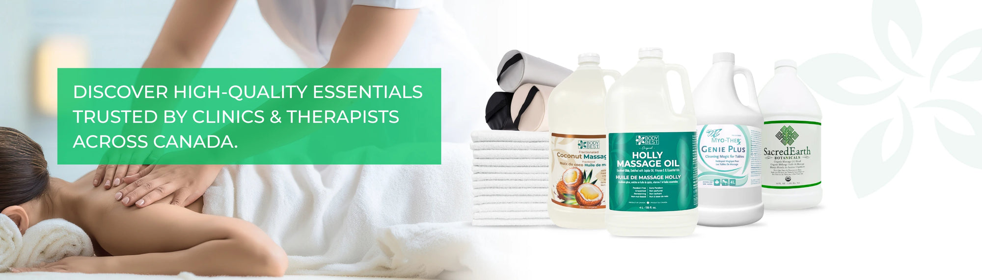 Hero banner of BodyBest massage products with massage therapy background for recovery and wellness