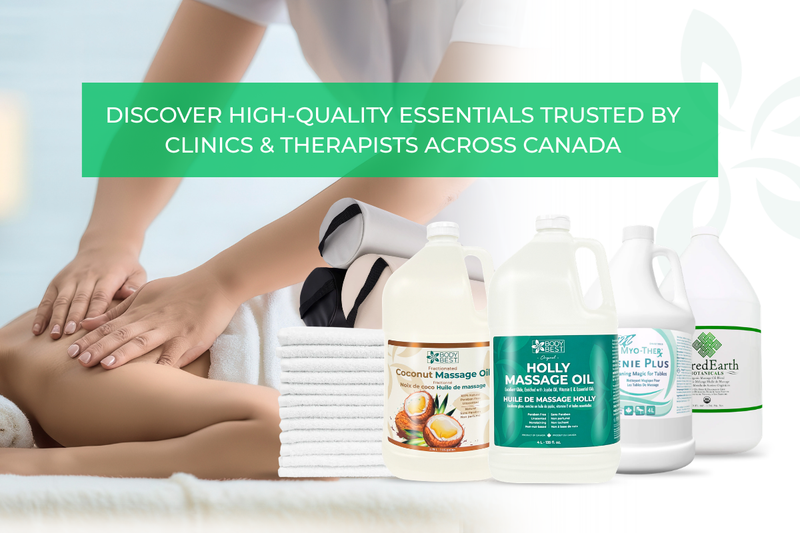 Hero banner of BodyBest massage products with massage therapy background for recovery and wellness