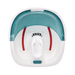 White and teal foot spa with red accents on a white background
