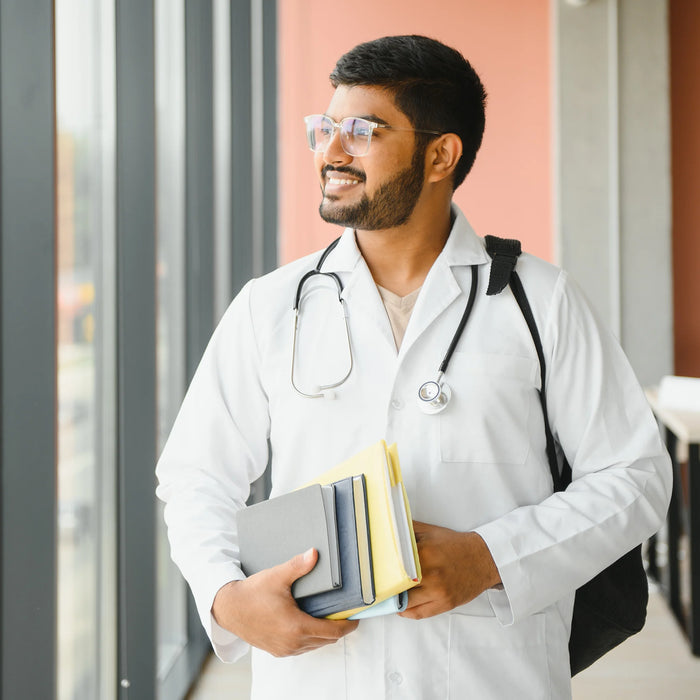 college massage student with stethoscope 