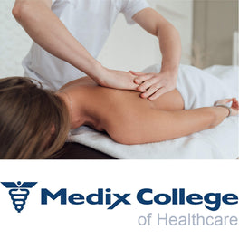 Medix college of healthcare massage courses. Student shown giving a massage.