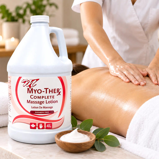 In use massage process of Myo-Ther Complete Massage Lotion 4L