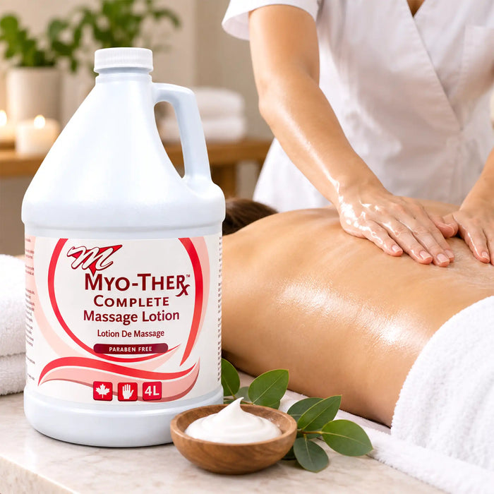 In use massage process of Myo-Ther Complete Massage Lotion 4L