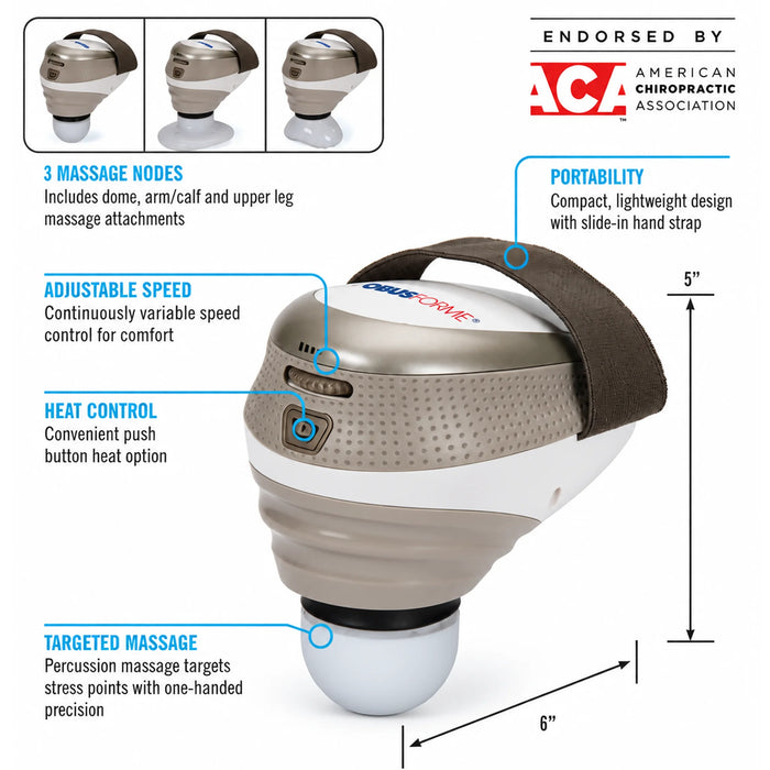 ObusForme Professional Palm Massager with variable speed heat control and massage attachments