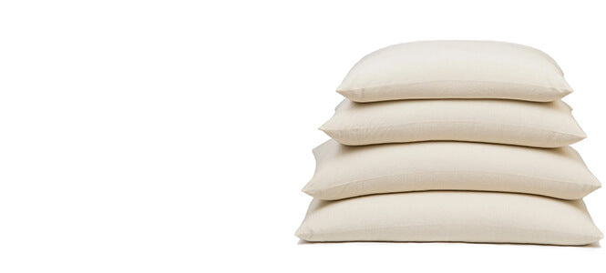 Organic buckwheat pillows all sizes stacked from large to small