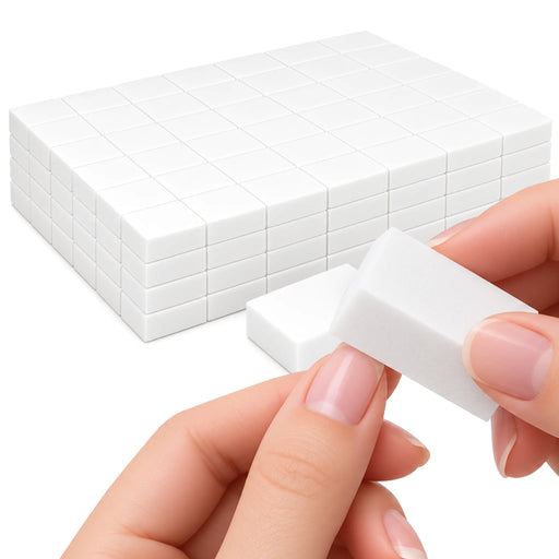 Premium Mini Nail Buffers 100 pc in use image of nail is being filed with it
