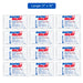 Twelve packs of Rapid Relief packs arranged in a grid on a white background, with a blue label at the top reading 'Large: 11" x 12"'.