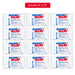 Twelve packs of RAPID RELIEF bandages arranged in a 3-by-4 grid on a white background, with a red label at the top reading 'Small: 6" x 11"'.
