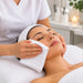 Standard face towels in white color made with 100% Terry cotton in use in spa settings for face