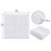 Dimensions of  Standard face towels in white color 13 inch by 13 inch made with 100% Terry cotton and shown it's woven borders