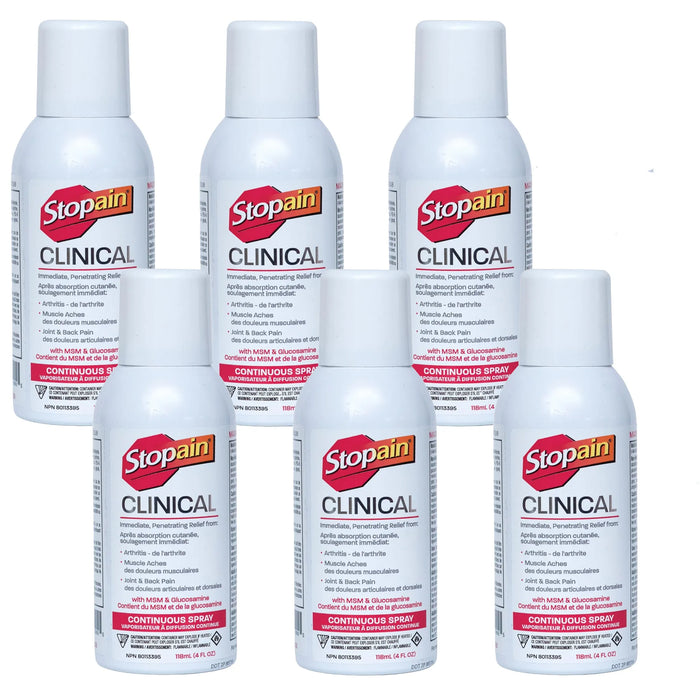 6 bottles of Stopain Clinical 180ml  spray on a white background