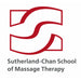 The logo for Sutherland-Chan School of Massage Therapy, featuring a stylized red double-S emblem above the text 'Sutherland-Chan School of Massage Therapy' in dark gray on a white background.