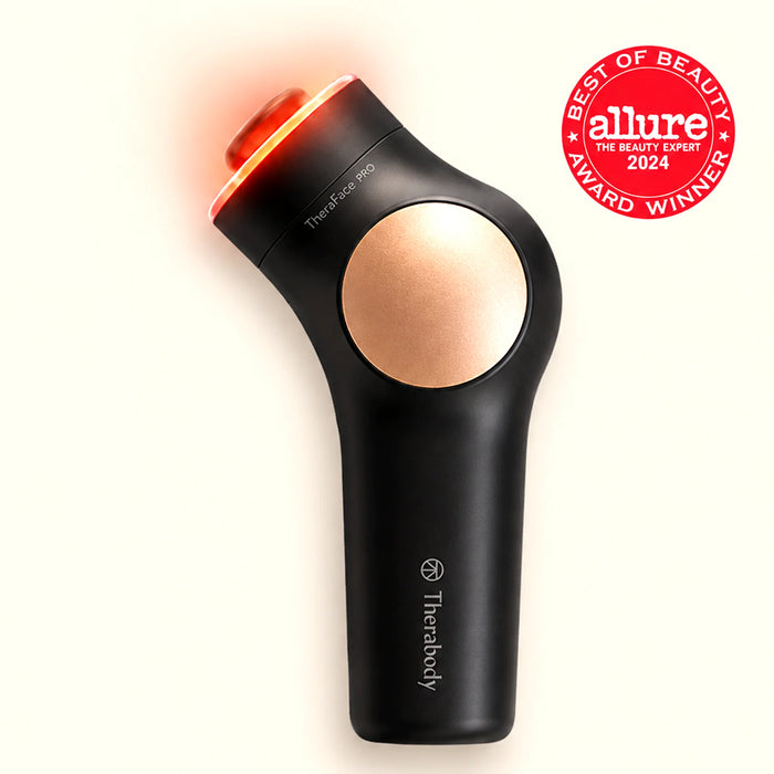 Therabody TheraFace PRO all-in-one facial wellness device with red LED light therapy and Allure Best of Beauty award