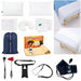 Trillium College Massage Therapy Student Kit with massage table linens, pillowcases, towels, face rest cover, heating pad, laundry bag, stethoscope, blood pressure cuff, reflex hammer, pinwheel and massage bottle holster.