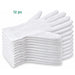 Stacked White Cotton moisturizing gloves 12 pieces on white background 
