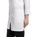 Modern Lab Coat with Front Zipper white close up of left pocket and zipper
