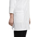 Modern Lab Coat with Front Zipper close up of right pocket and zipper