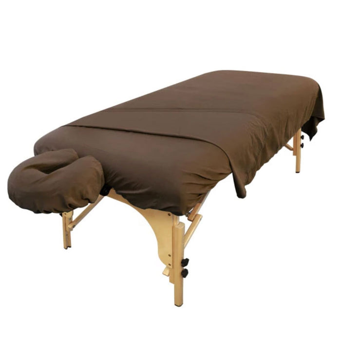 BodyBest Microfiber Sheet for Massage Table - Chocolate fitted flat headrest cover on treatment table