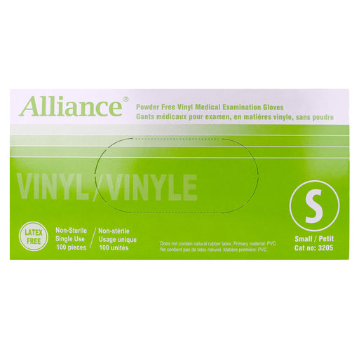 Alliance Vinyl Powder Free Examination Gloves Small