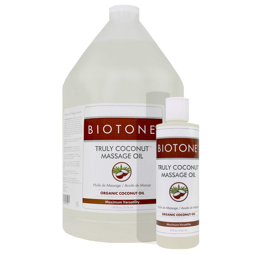 Biotone Truly Coconut Massage Oil with Organic Coconut all sizes