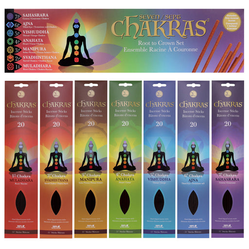 7 Chakras Incense Stick Set and packaging