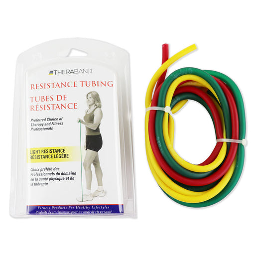 Thera-Band Resistance Tubing Bands Kit (Light) packaging and tubing