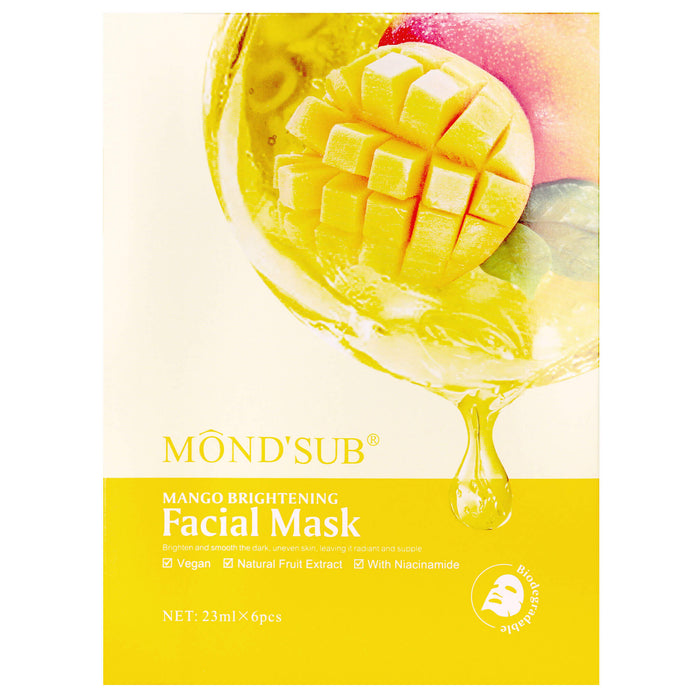 Mond'Sub Vegan Mango Brightening Facial Masks (6pcs) packaging