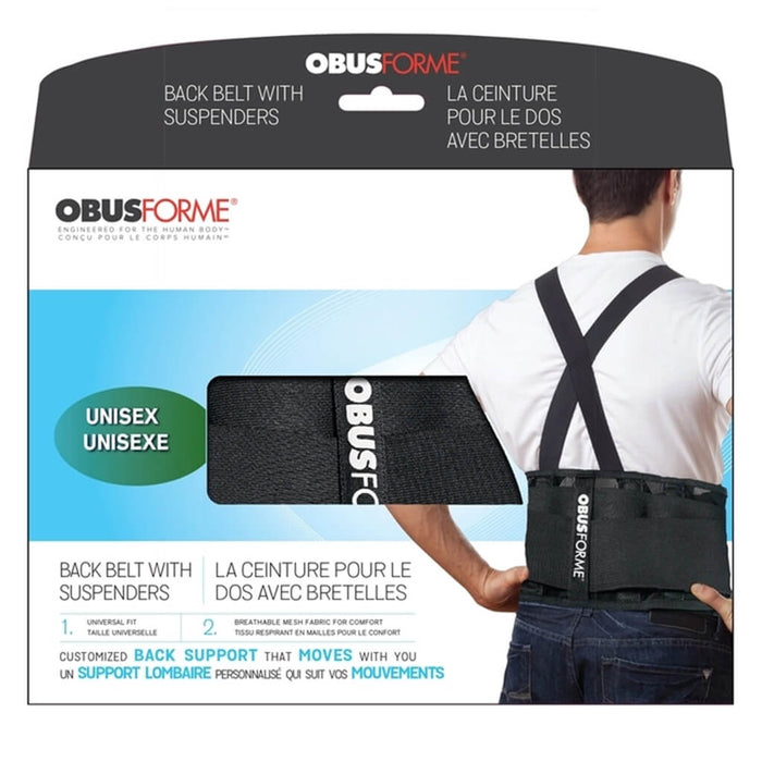 ObusForme Back Belt Unisex with Suspenders Packaging