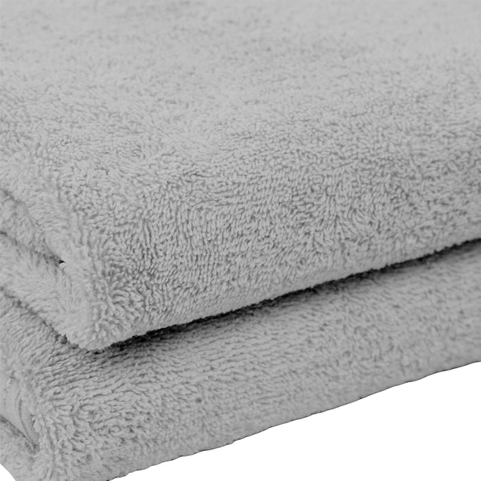 Organic Cotton Hand Towels stacked showing texture color Dove Grey