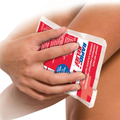 Rapid Relief Instant Hot Pack pack on arm