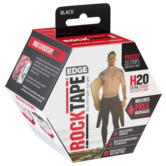 ROCKTAPE Edge H2O Pre-Cut Strips Black packaging