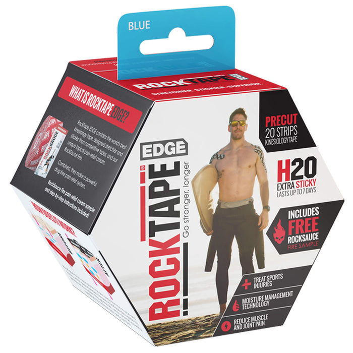 RockTape Edge H2O Pre-Cut Strips Blue packaging