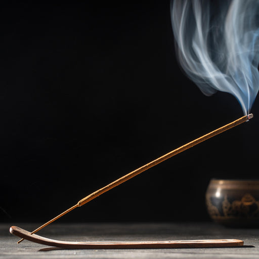 Teak Incense Holder smoke and sticks