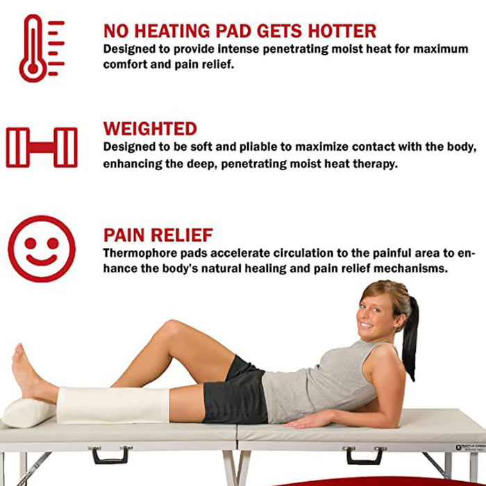 Thermophore Heating Pad Classic 14" x 14" model on table unit on leg