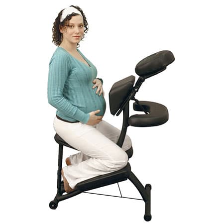 Oakworks Sternum Pad for Portal Pro pregnant lady sitting on chair