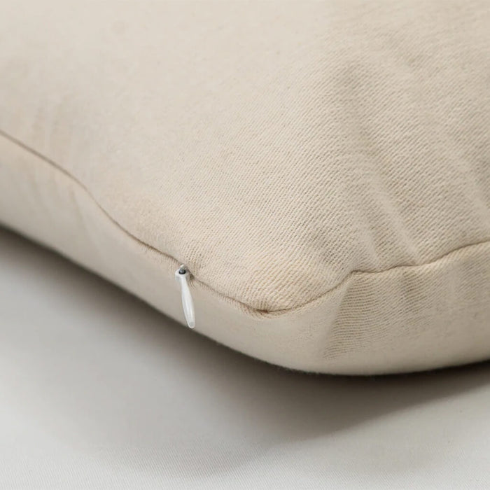 Buckwheat pillow close up of zipper end