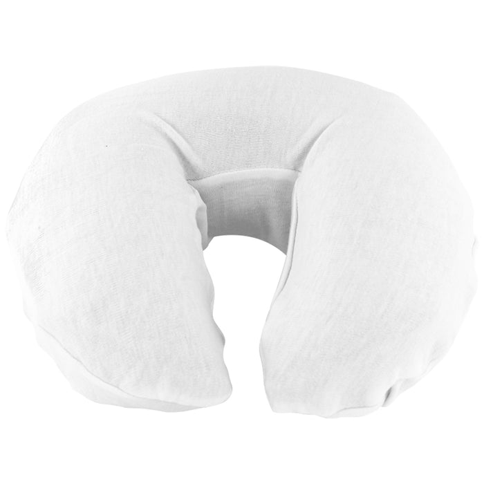 Jersey Fitted Face Rest Covers - White front view on crescent paid