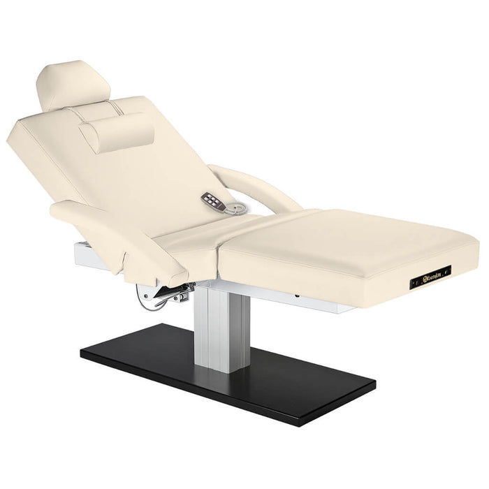 Earthlite Everest™ Spa Pedestal Electric Lift Electric Salon Top Spa Table Vanilla Creme and accessories