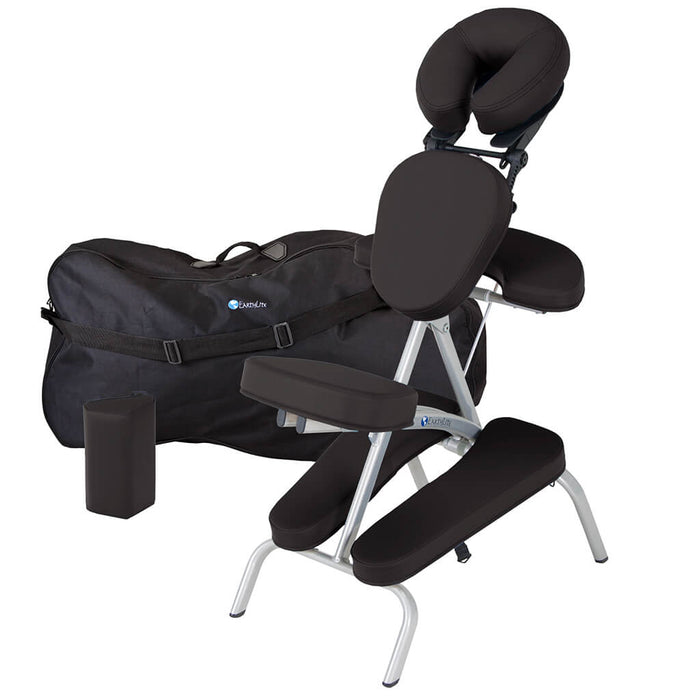 Earthlite Vortex Portable Massage Chair with Case and bolster Black