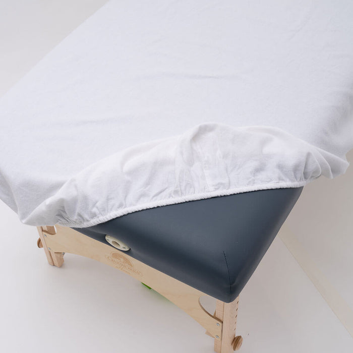 Flannel 180g Massage Table Sheet Set 3pc showing table