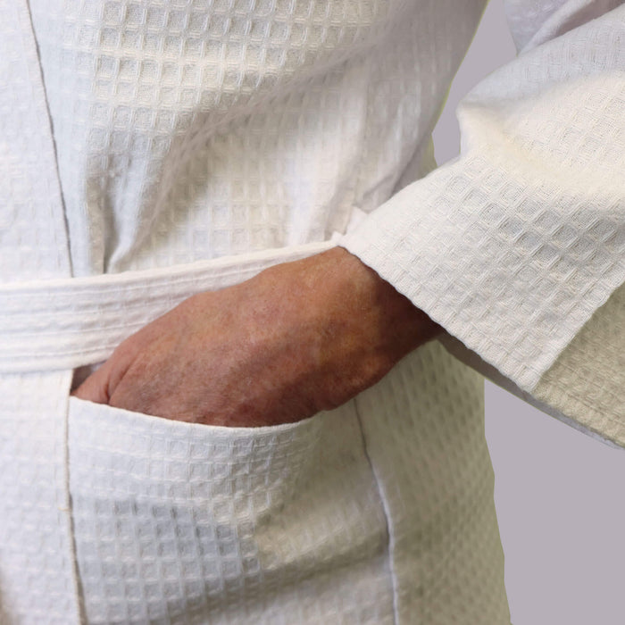 Cotton Waffle Spa Robe with Belt pocket feature